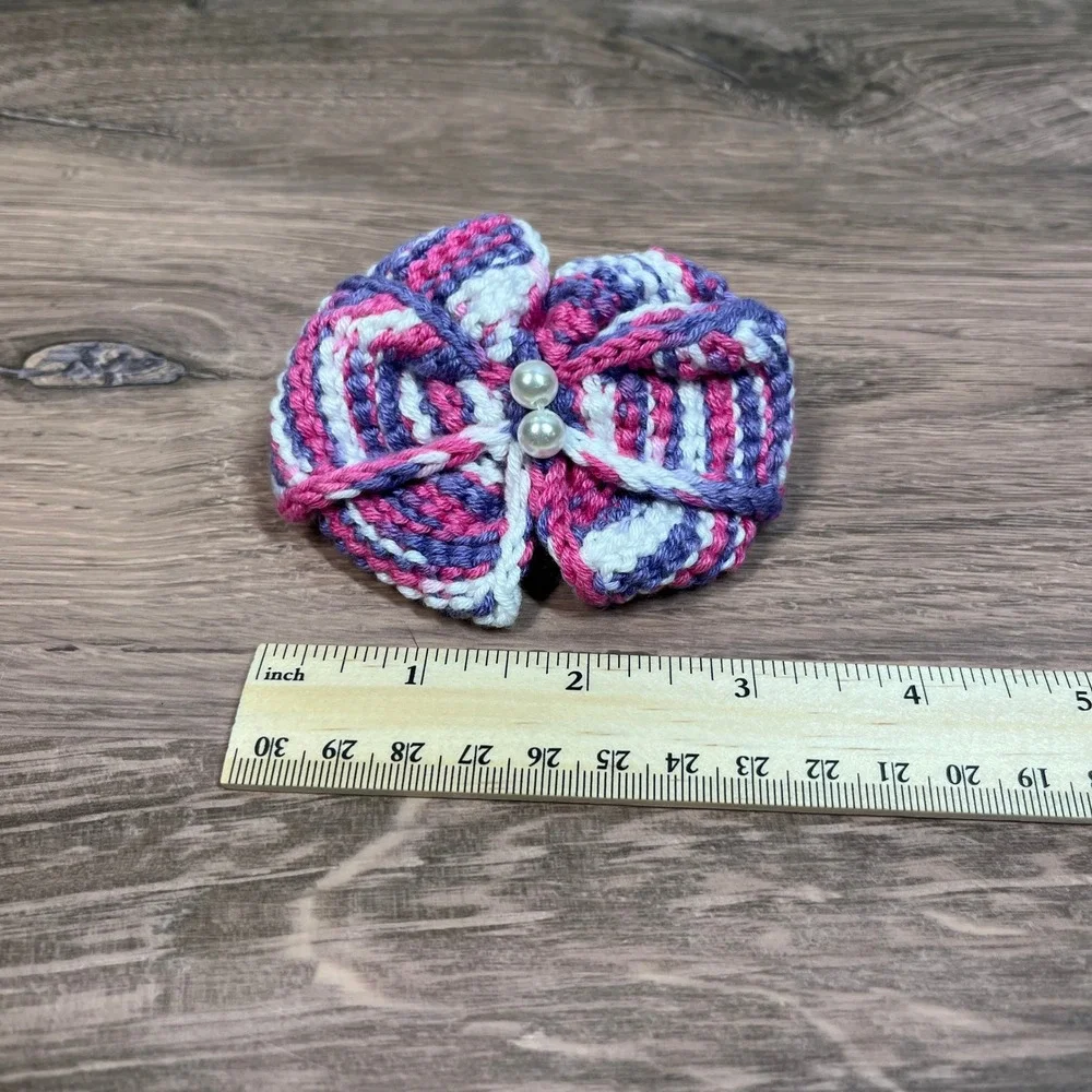 Kids Crochet Barrette & Headband Coral Twist Knot Set of 2